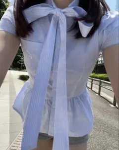 epine é peplum blouse stripe blueのサムネイル
