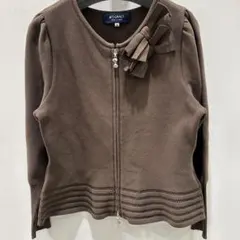 M'S GRACY/エムズグレイシー ダブルジップカーディガン リボン付き 赤