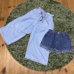 GU デニムショートパンツとワイドパンツセット