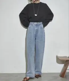 ザヨン ラインストーンデニムパンツ ライトブルー S ジーンズ レディース