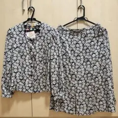 総柄 花柄 ブラウススーツ ミセス シニア