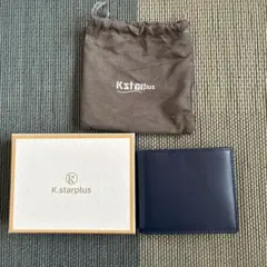 ✨新品未使用✨K.starplus 二つ折り財布　ネイビー レザーのサムネイル