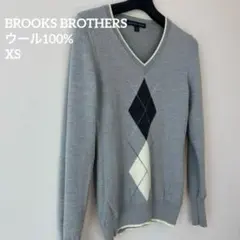 BROOKS BROTHERS✴︎長袖アーガイルニット グレー　毛100%