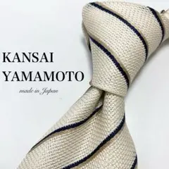 【極美品】 KANSAI YAMAMOTO ネクタイ ストライプ柄 ホワイトのサムネイル