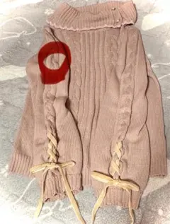 axes femme ネック釦袖編み上げニットプルオーバー