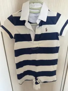Ralph Lauren ネイビー ホワイト ストライプロンパース