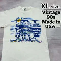 USA製　90s　Lotto　Tシャツ　XL　ホワイト　白　プリント　KNVBのサムネイル