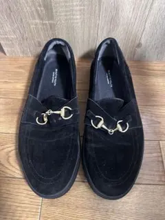 Beauty&youthブラックスエード ローファー ゴールド装飾