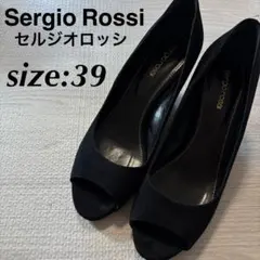 Sergio Rossi セルジオロッシ 黒パンプス オープントゥ ウエッジ