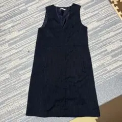 DRESSKIP ネイビーストライプロングジレ