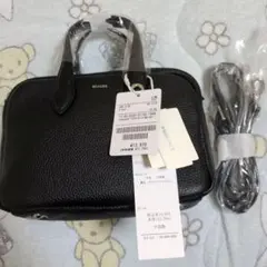 BEAURE カウレザースクエアミニボストンバッグ