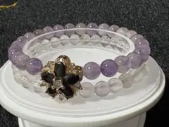 セール❣️2連✨️パープル・クリスタルガーデンクォーツ✨️デザインブレスレット✨️