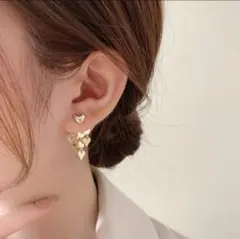 ハート2wayタッセルピアス 新品未使用 レディース 両耳用