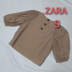 ZARA バルーンスリーブ シャツ S ブラウン