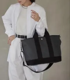 トプカピ スコッチグレイン マルチポケット トートバッグ L ブラック