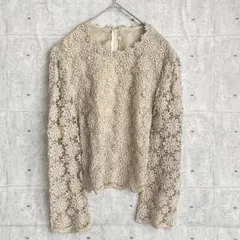 【ブラウス】　総レース　ヴィンテージ XL 花柄　ゴールド　衣装