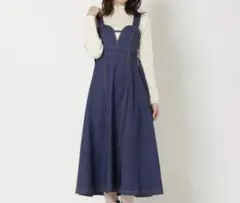 REDYAZEL ネイビー デニムキャミワンピース