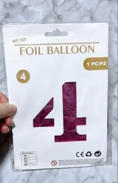 数字 バルーン 風船 ナンバー 4 ピンク 誕生日 お祝い