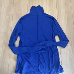 GU リブ編み ハイネック ニット M 青