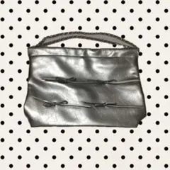 シルバー リボン装飾 クラッチバッグ Y2K