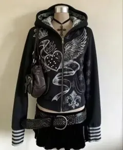 GLITZ ドッキングパーカー フード欠品 ジップジャケット ダークコア 