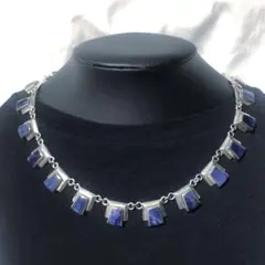 Vintage Mexican Silver Lapis Necklace925