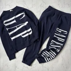 希少　GAP　ビッグロゴ　スウェットセットアップ　メンズS　ネイビー◆8593