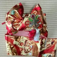 昭和レトロ　帯⑬　子供用　作り帯　帯あげ　しごき帯　丸くげ　筥迫　七五三　和装