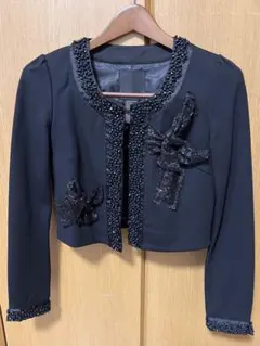 SOVビジューノーカラージャケット黒のサムネイル