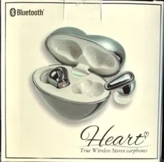 新品☆完全ワイヤレスイヤホン　ハート型　シルバー