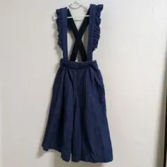 gu ダークブルー フリル付きサロペット 110