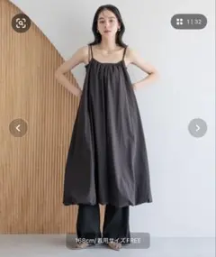 LOWRYS FARM ブラックキャミワンピース フリーサイズ