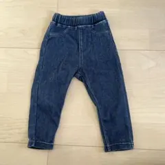 80 ジーンズ　ダークブルー ゴムウエストパンツ