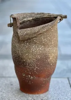 黒備前？ 備前焼 陶器 花瓶 フラワーベース 筒型 傘立て インテリア 