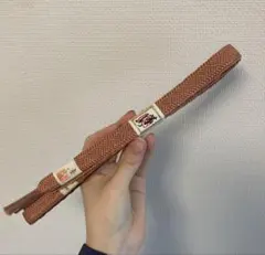 帯締め　正絹　金糸入り　パステルオレンジ