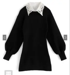 GRL レース襟付きニットミニワンピース[dr655]