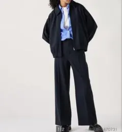 ユニクロ ブラッシュドジャージワイドパンツ XXL ネイビー