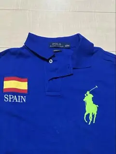 【古着】POLO RALPH LAUREN 青 ポロシャツ スペイン