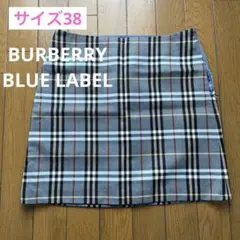 BURBERRY BLUE LABEL☆美品ブルーチェック柄ミニスカートM