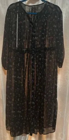 UNIQLO 花柄 シアー ロングシャツワンピース L