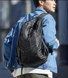 coca ポケッタブル縦ファスナーバックパック　ブラック