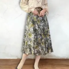 vintage ヴィンテージ レトロ古着 ボタニカル柄スカート ミディミモレ丈のサムネイル