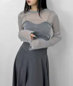 tシャツ 「LVEU.」ラメシアートップスカットソー インナーレイヤード