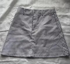 チェックミニスカート　水色　白色