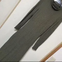 ZARA　ザラ　ストレッチ　タイトワンピース　ハイネック　カーキ