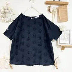 ビアズリー beardsley♡リボン刺繍カットソー 変形トップス ブラック 
