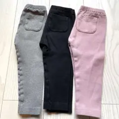 ユニクロ　リブ素材 ポケット付きレギンス 3色セット　90