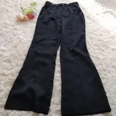 ジーナシス　スラックスフレアパンツ　黒スラックス　ゴムウエスト　M