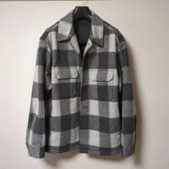 ウール混紡 グレーとホワイト チェックジャケット