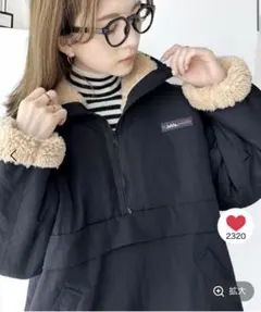 《JAVAジャバ 別注》リバーシブルハーフジップナイロンボアブルゾン ブラック